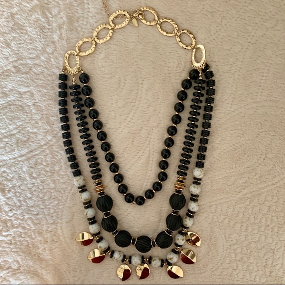 Natasha Couture Jewelry - Gold and black statement necklace.